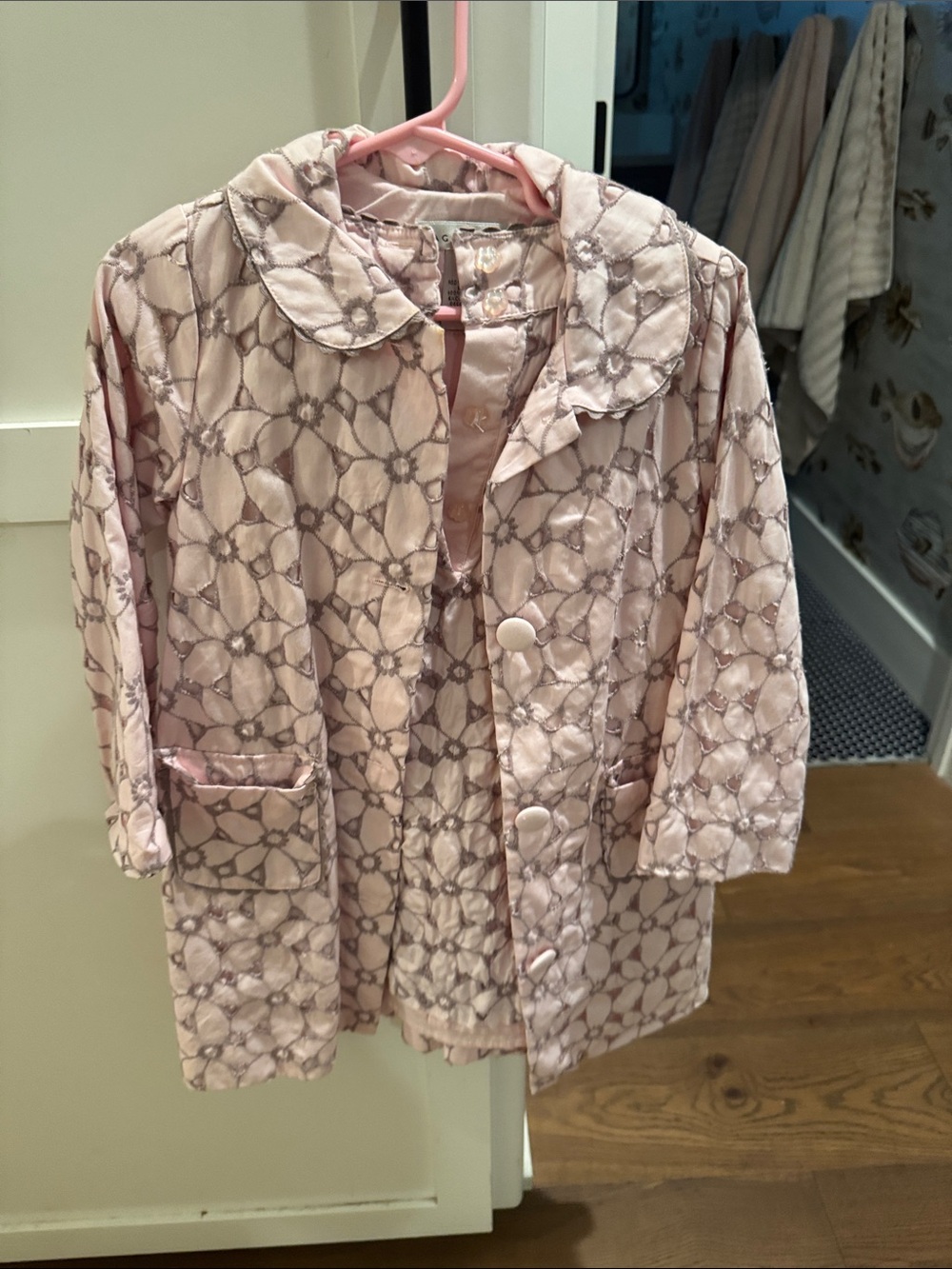 Maggie & Zoe Light Pink Quilted Floral Pea Coat and dress set